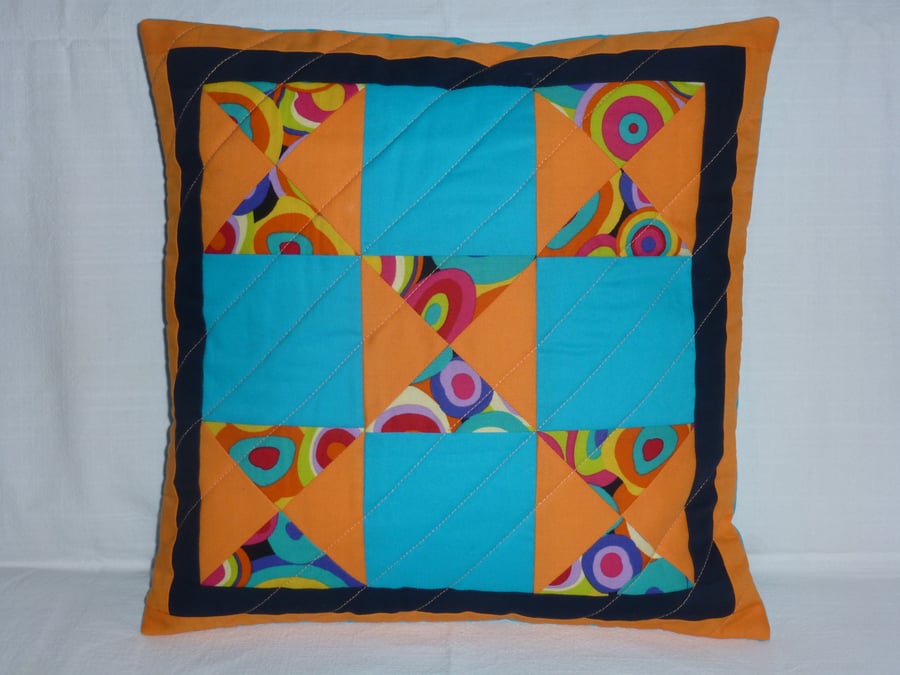 Bright Coloured Nine Patch Cushion