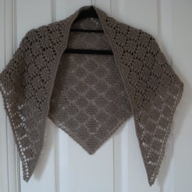 Pure Bluefaced British Leicester Wool Shawl Wrap Taupe Colour (R911)