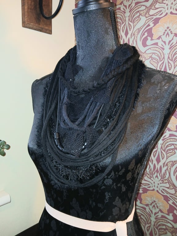 Handmade upcycled Gothic Boho loop scarf
