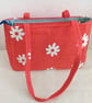 WHITE  DAISY ON ORANGE BAG