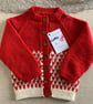 Hand Knitted Toddler Cardigan – Pumpkin & Cream 12–24 Months