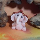 Village Elephant 'Polly' with hat OOAK Sculpt by Ann Galvin