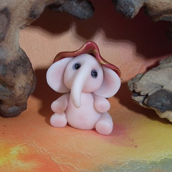 Village Elephant 'Polly' with hat OOAK Sculpt by Ann Galvin