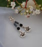Black & silver flower earrings - Image 2