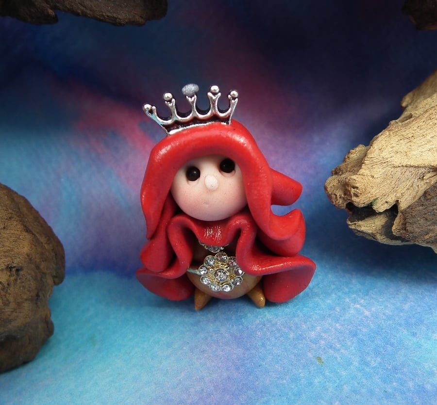 Queen 'Hellen' Tiny Royal Gnome with Crown Jewels OOAK Sculpt by Ann Galvin