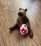Needle felted bear with Easter egg
