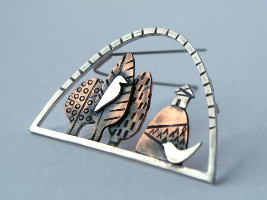 House on the hill brooch