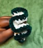 Forest Green & White Medium Scrunchies Hair Tie - Image 2