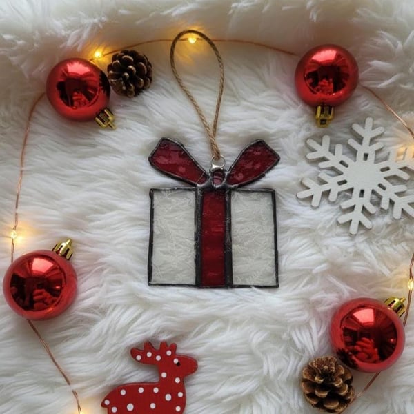 Stained Glass Christmas Tree Decoration Handmade Festive Decor Glass- Tiny Treas