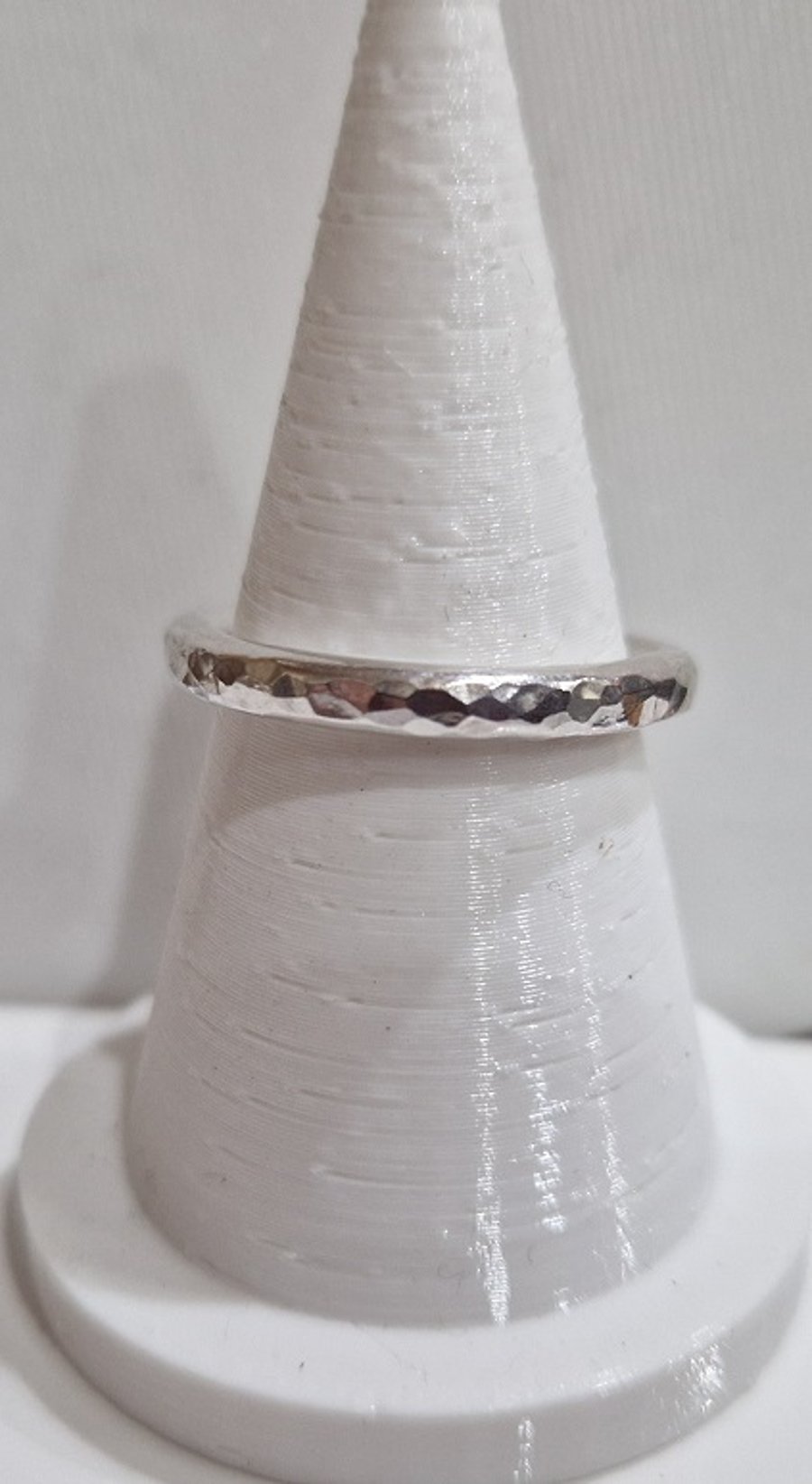 Handmade : Sterling silver hammered, dimpled ring : made to order 