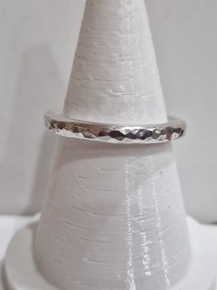 Handmade : Sterling silver hammered, dimpled ring : made to order 