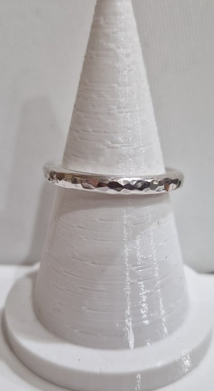 Handmade : Sterling silver hammered, dimpled ring : made to order 