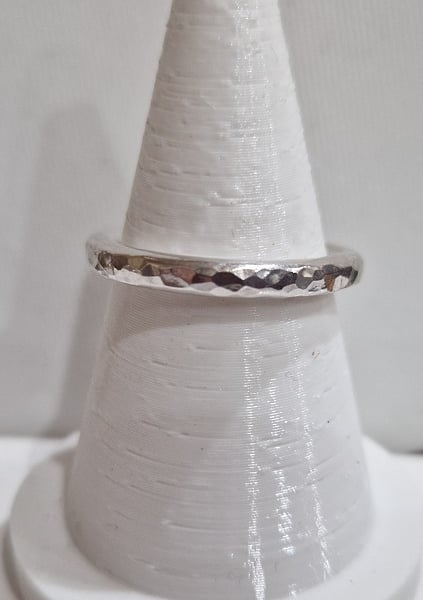 Handmade : Sterling silver hammered, dimpled ring : made to order 