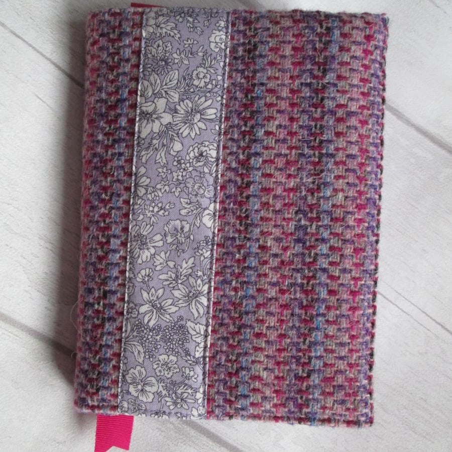 SOLD 'Harris Tweed' & Liberty London Fabric Print Reusable Notebook, Diary Cover