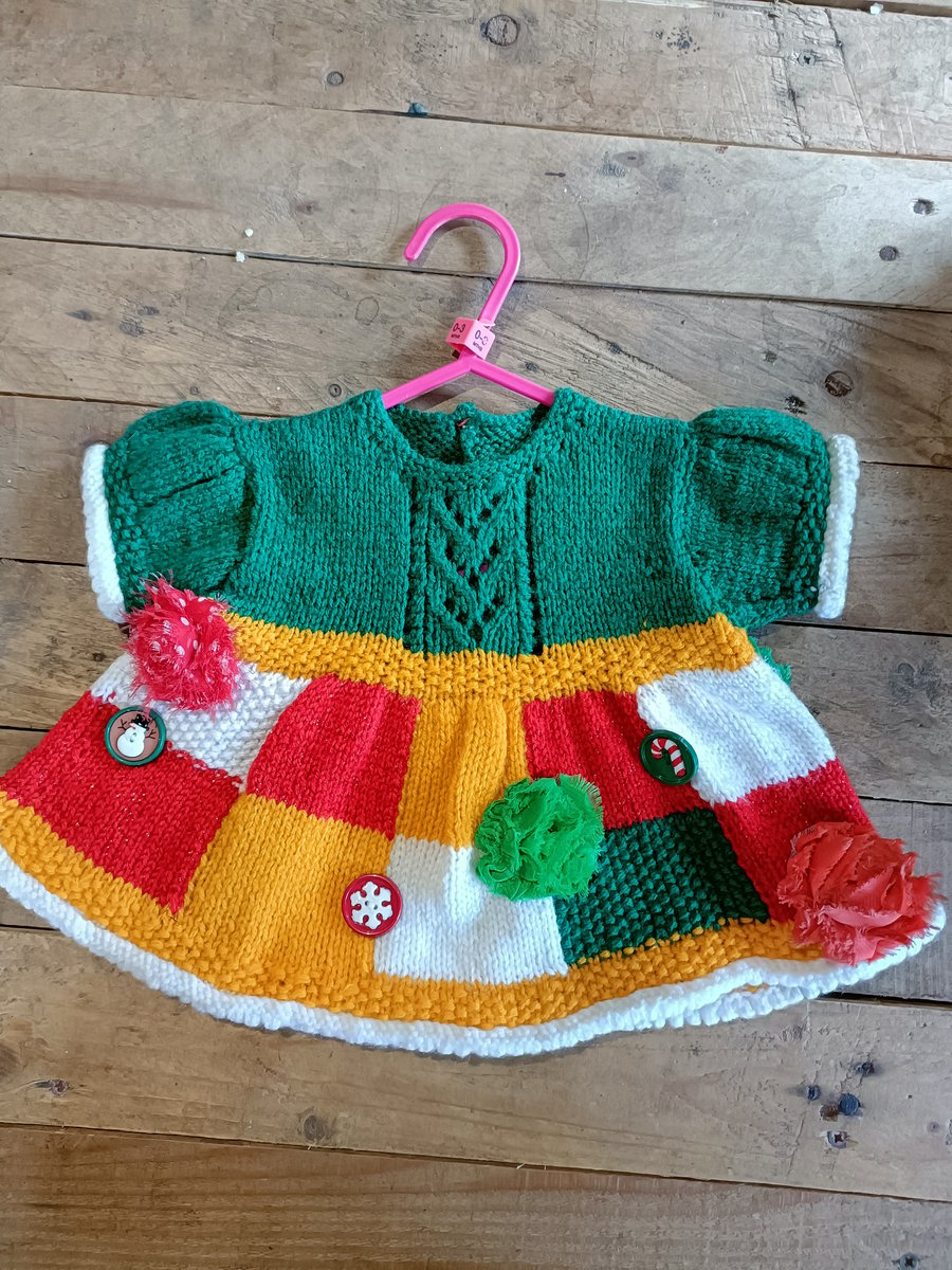 Hand Knitted dress age 0-3 months