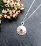 Daisy Pendant with Amethyst Cubic Zirconia - Recycled Silver Flower Necklace - Image 1