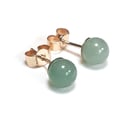 9CT Gold Stud Earrings with Green Aventurine, 6mm Round Stones