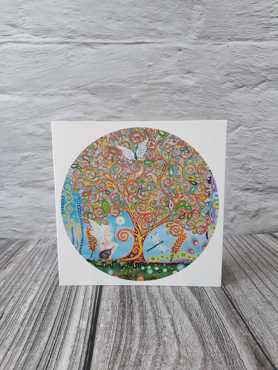 Tree of Life & Fairy Art Birthday Card for Girls