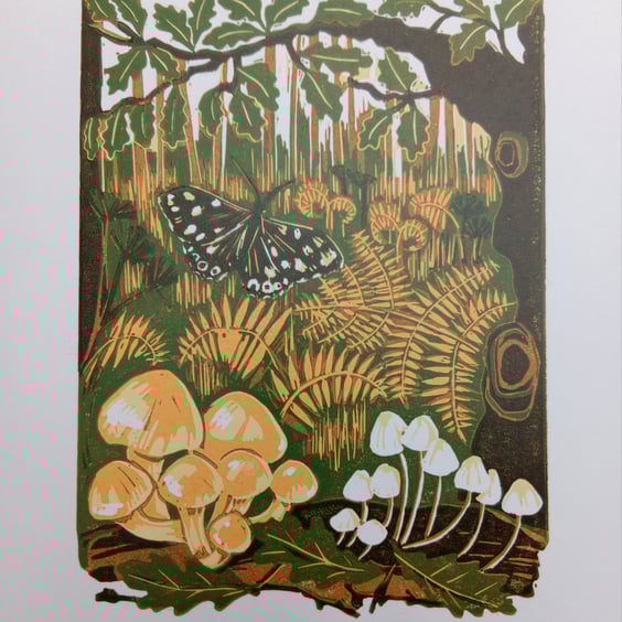 'Under the Oak tree' - linoprint