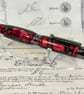 Dark Chrome, red & black resin Rollerball Pen - Image 4