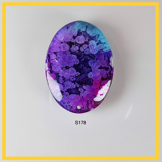 Small Oval Purple Cabochon, hand made, Unique, Resin Jewelry - S178