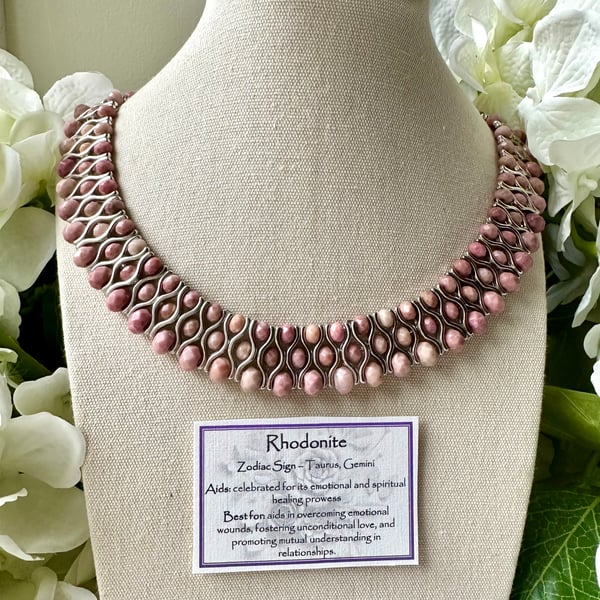 Collar Necklace - Rhodonite Gemstone