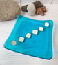 Sea Blue and French Vanilla Square Trinket dish