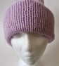 Lilac Knitted Wool Beanie Hat Large