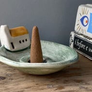 Handmade Ceramic Incense holder with Little Ochre Cottage