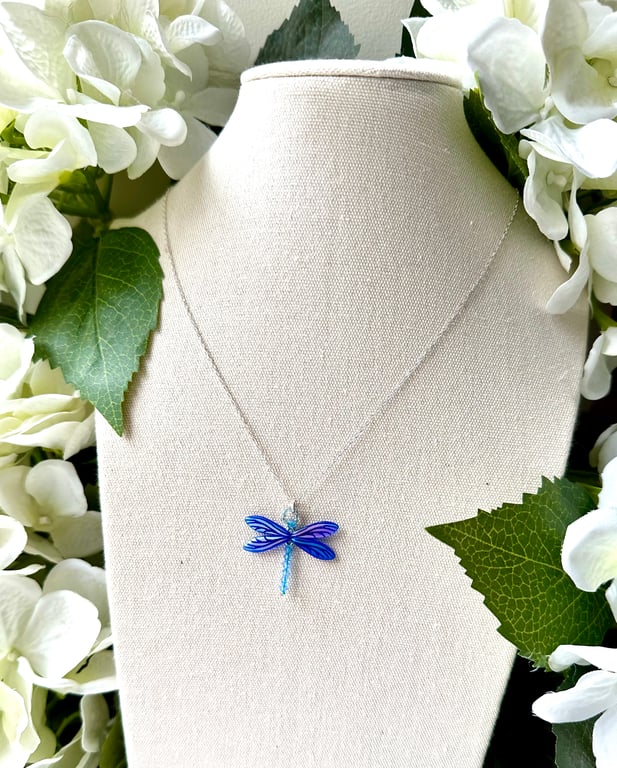 Dragonfly Necklace - Matt Sapphire