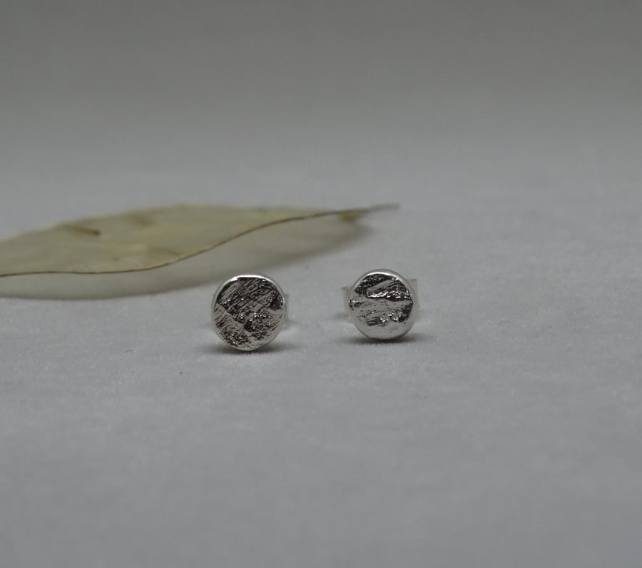 Silver stud earrings - textured studs - recycled silver