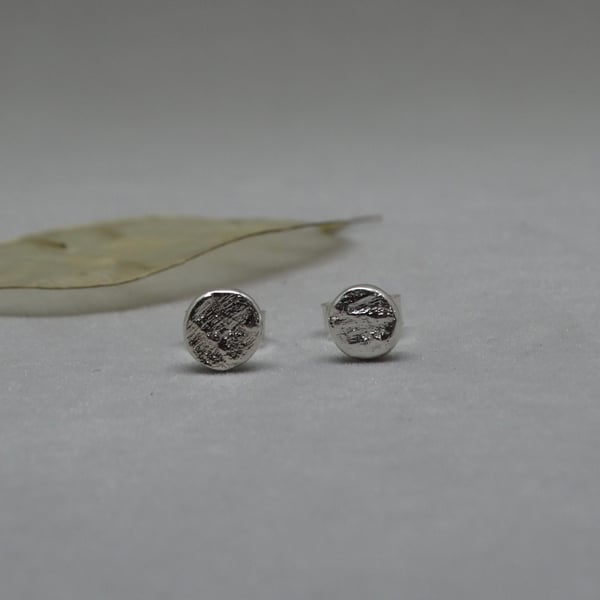 Silver stud earrings - textured studs - recycled silver