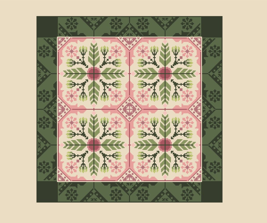 245 - Victorian Floral Tiles Cross Stitch Pattern Rosamunde Flower Sampler (PDF)