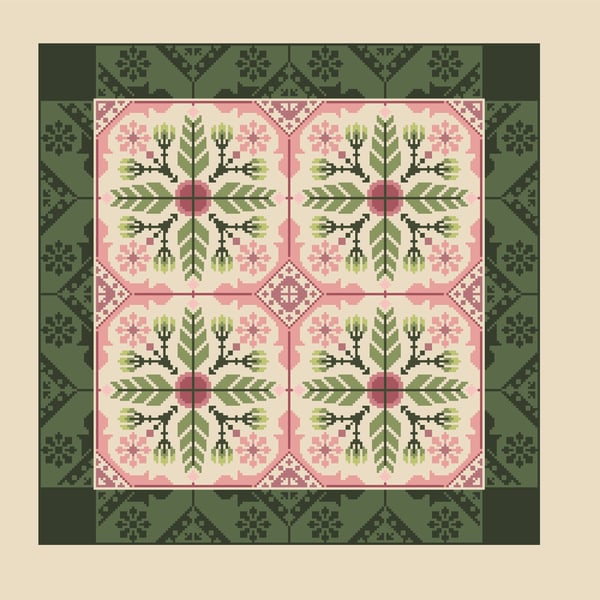 245 - Victorian Floral Tiles Cross Stitch Pattern Rosamunde Flower Sampler (PDF)