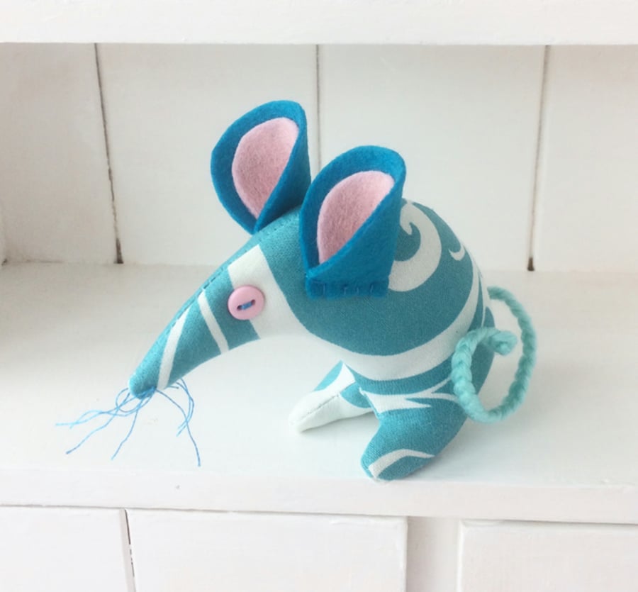 Funky Blue Swirl Vintage fabric Surfing Sam 70s  Retro Mouse 