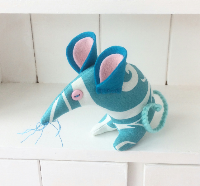 Funky Blue Swirl Vintage fabric Surfing Sam 70s  Retro Mouse 