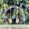 CRYSTAL ART DECO EARRINGS gold plated drop bar ball post elegant statement