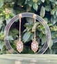 CRYSTAL ART DECO EARRINGS gold plated drop bar ball post elegant statement - Image 1