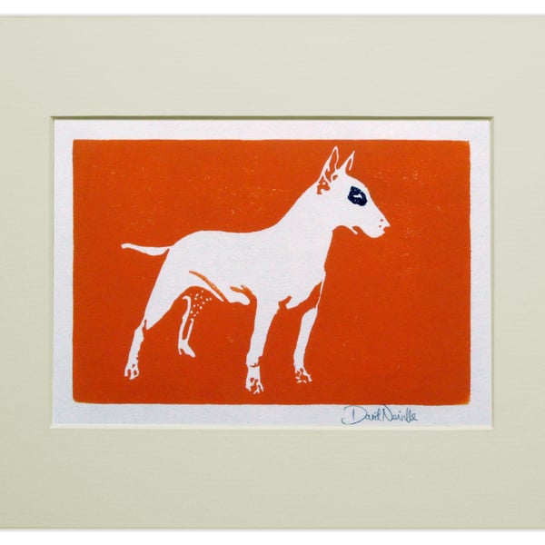 English Bull Terrier Linocut