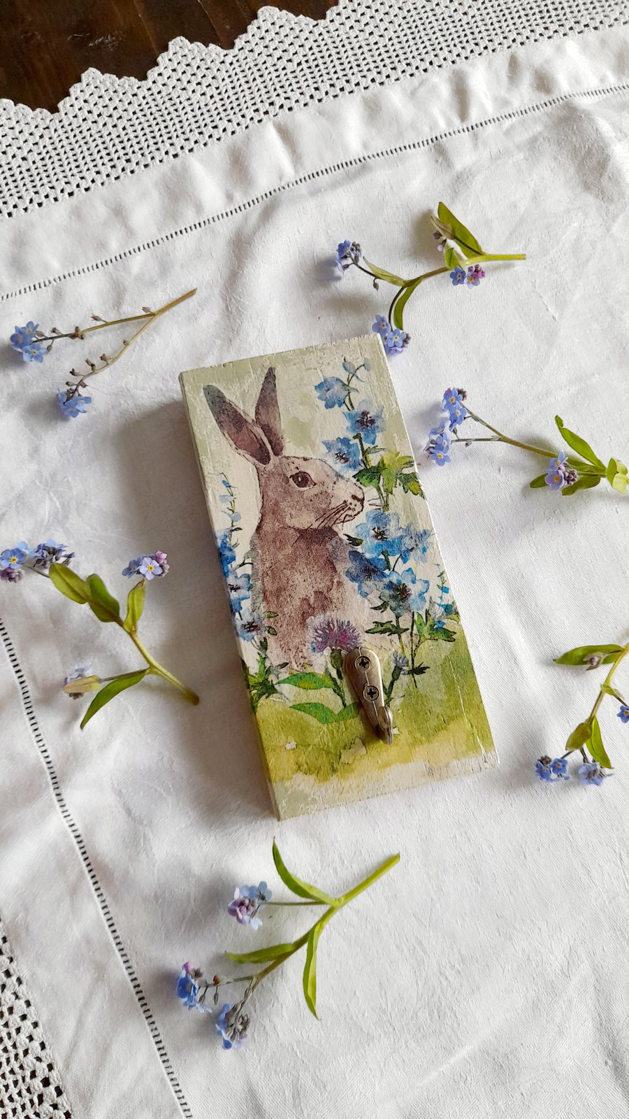 Decoupaged Wooden Key Hook