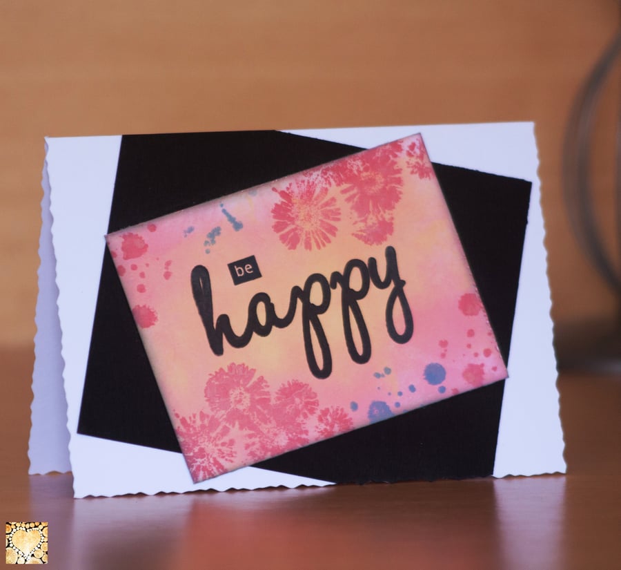 Be Happy motivational handmade card