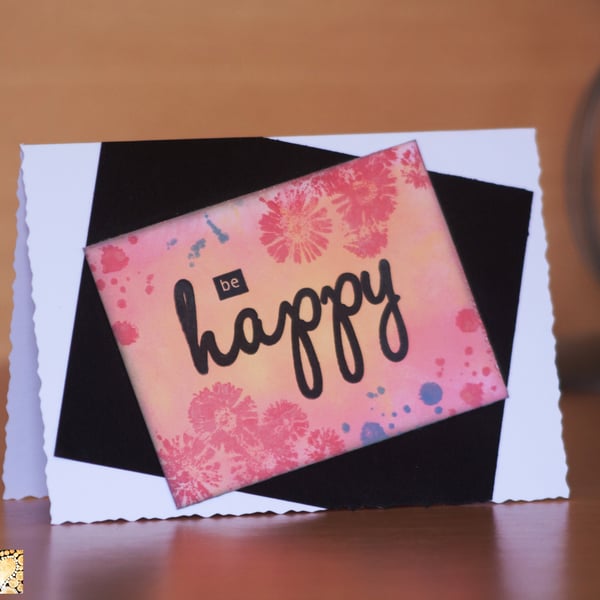 Be Happy motivational handmade card