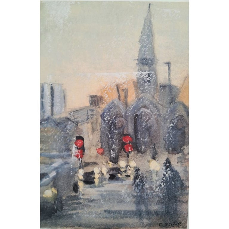  Art print of  Charles Cross Roundabout Plymouth from original painting