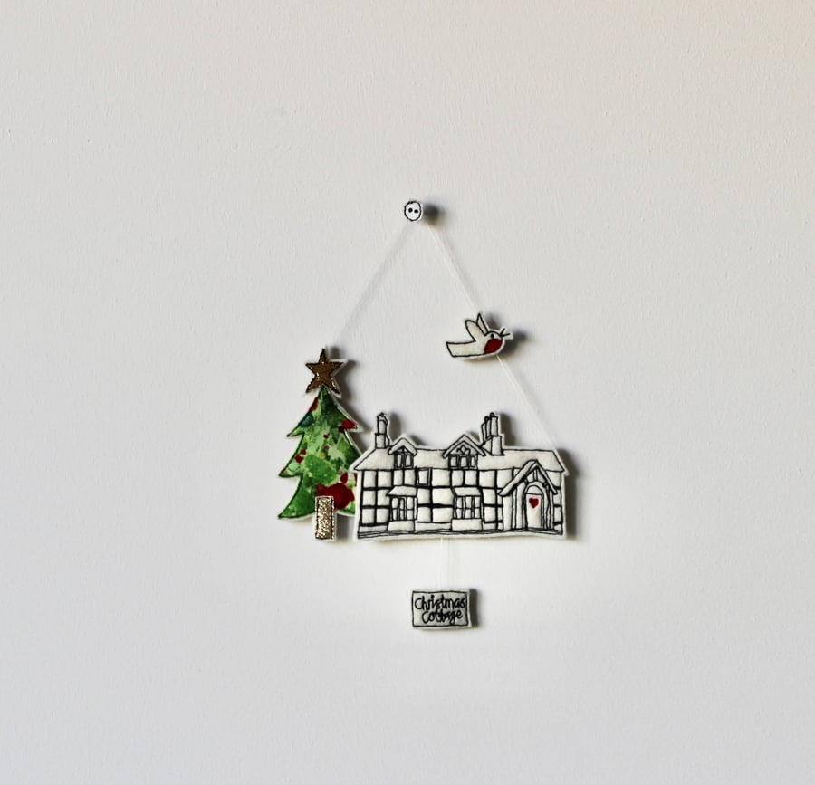 Special Order for Caroline C - ‘Christmas Cottage' - Hanging Decoration