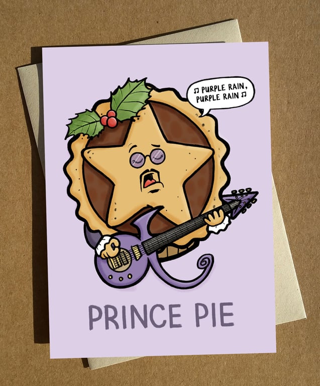 Prince Pie Cartoon Pun Christmas Card A6 - Funny Prince Humour Xmas Card