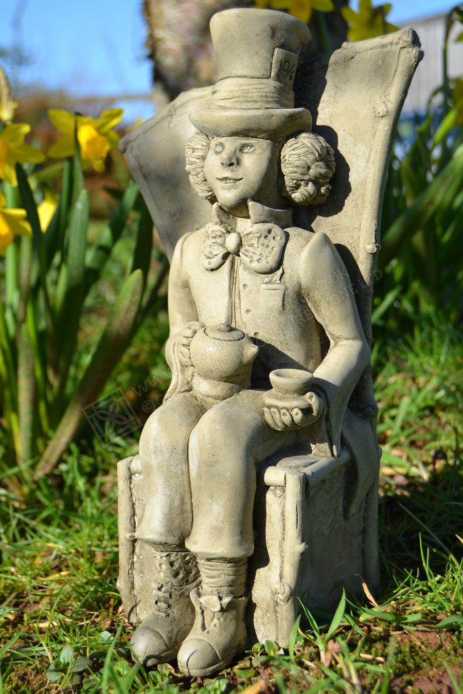 Alice in Wonderland Mad Hatter Stone Garden Ornament