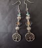 Winter beaded silver tree of life charm dangle earrings  - Image 1