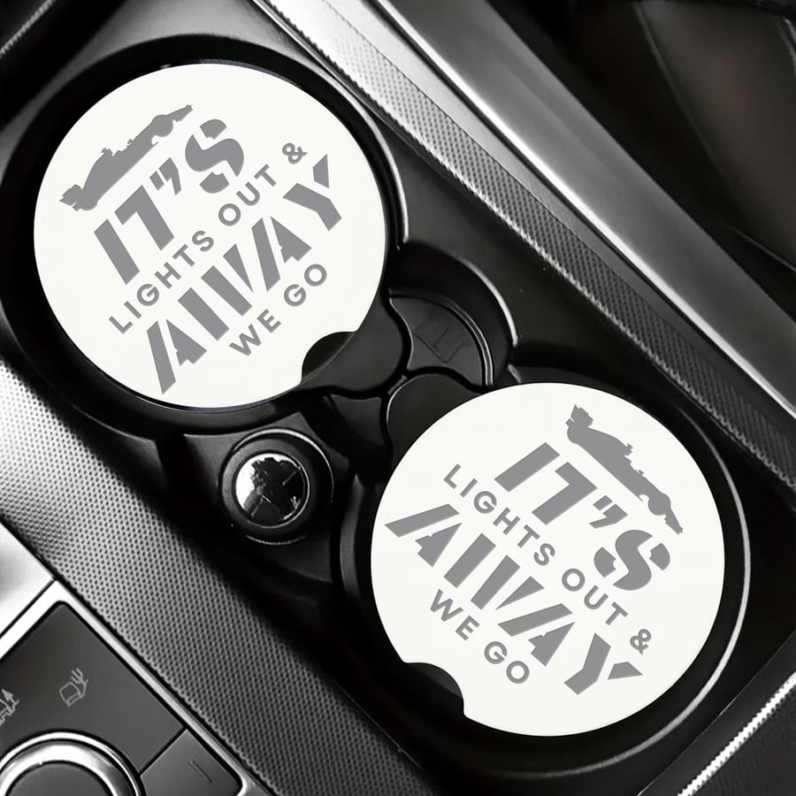 Formula 1 Themed Car Coaster Set – Lights Out Cup Holder Inserts – F1 Lover Gift