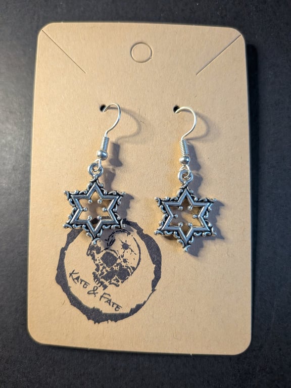 Ornate Star Dangle Earrings - Handcrafted Gothic Jewellery