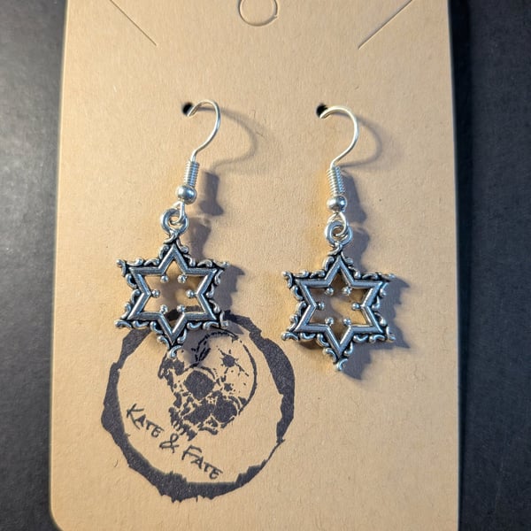 Ornate Star Dangle Earrings - Handcrafted Gothic Jewellery